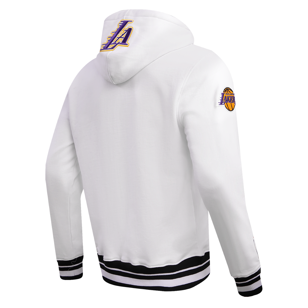 NBA LOS ANGELES LAKERS SCRIPT TAIL CHANDAIL À CAPUCHON EN MOLLETON CÔTELÉ POUR HOMME (BLANC/NOIR)