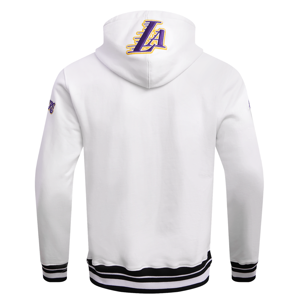 NBA LOS ANGELES LAKERS SCRIPT TAIL CHANDAIL À CAPUCHON EN MOLLETON CÔTELÉ POUR HOMME (BLANC/NOIR)