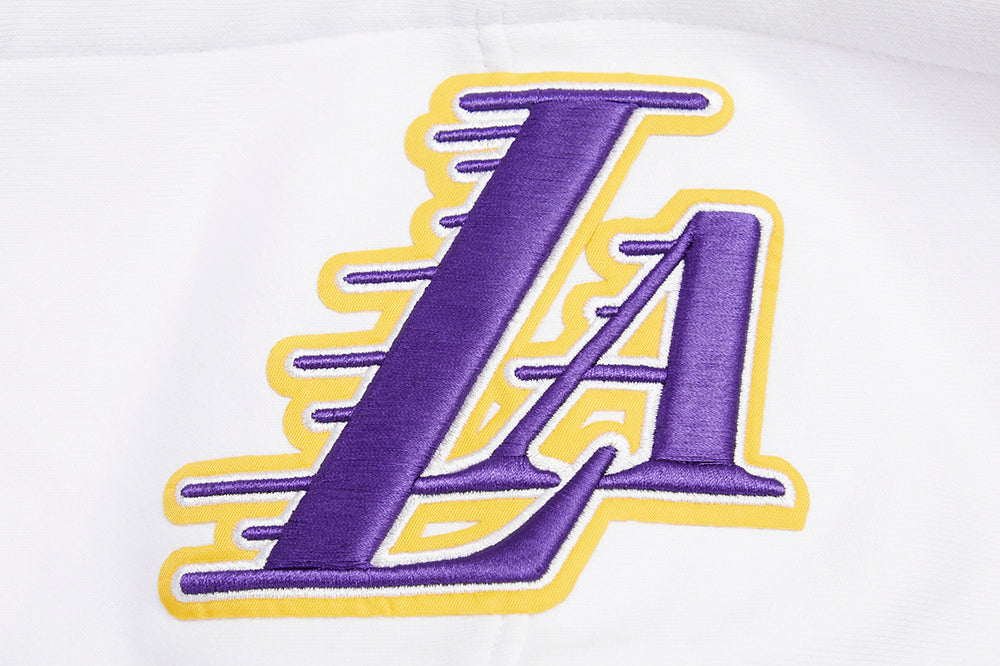 NBA LOS ANGELES LAKERS SCRIPT TAIL CHANDAIL À CAPUCHON EN MOLLETON CÔTELÉ POUR HOMME (BLANC/NOIR)