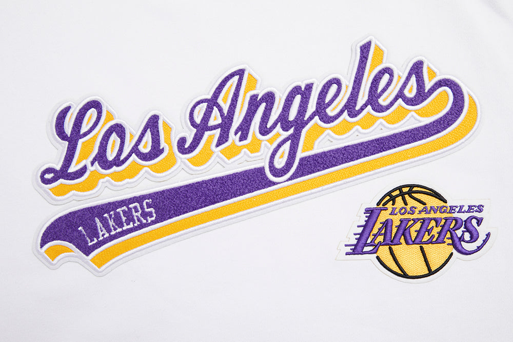 NBA LOS ANGELES LAKERS SCRIPT TAIL CHANDAIL À CAPUCHON EN MOLLETON CÔTELÉ POUR HOMME (BLANC/NOIR)