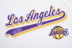 NBA LOS ANGELES LAKERS SCRIPT TAIL CHANDAIL À CAPUCHON EN MOLLETON CÔTELÉ POUR HOMME (BLANC/NOIR)