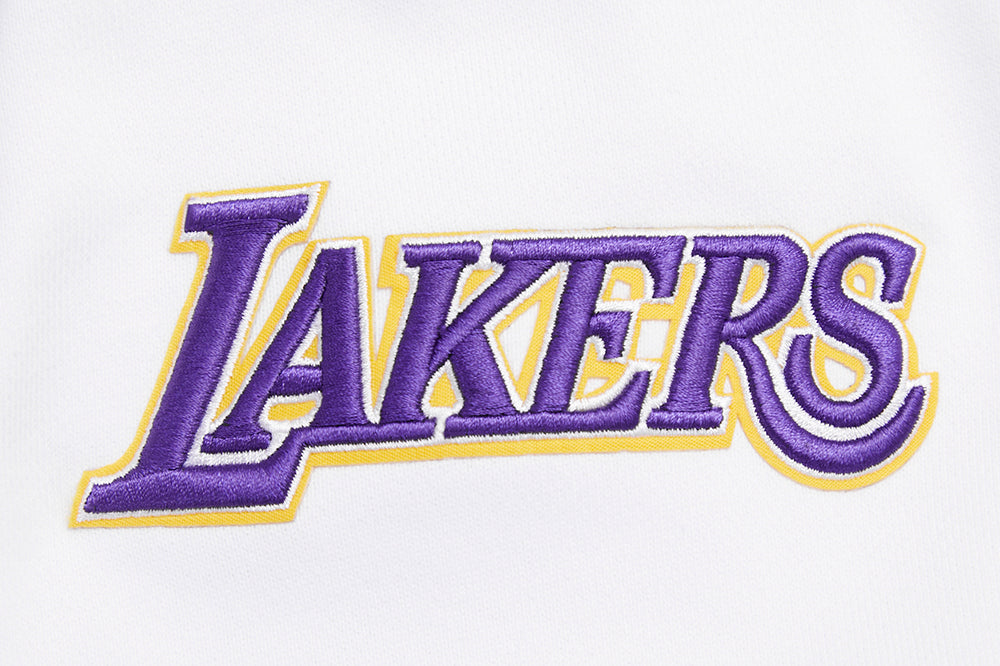 NBA LOS ANGELES LAKERS SCRIPT TAIL CHANDAIL À CAPUCHON EN MOLLETON CÔTELÉ POUR HOMME (BLANC/NOIR)