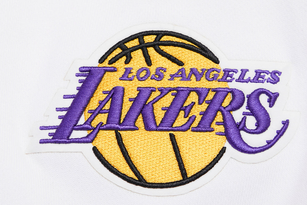 NBA LOS ANGELES LAKERS SCRIPT TAIL CHANDAIL À CAPUCHON EN MOLLETON CÔTELÉ POUR HOMME (BLANC/NOIR)