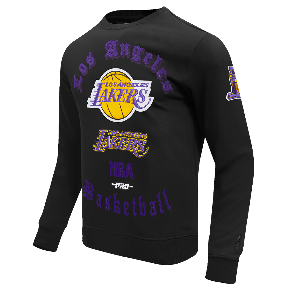 NBA LOS ANGELES LAKERS OLD ENGLISH MEN'S CREWNECK (BLACK)