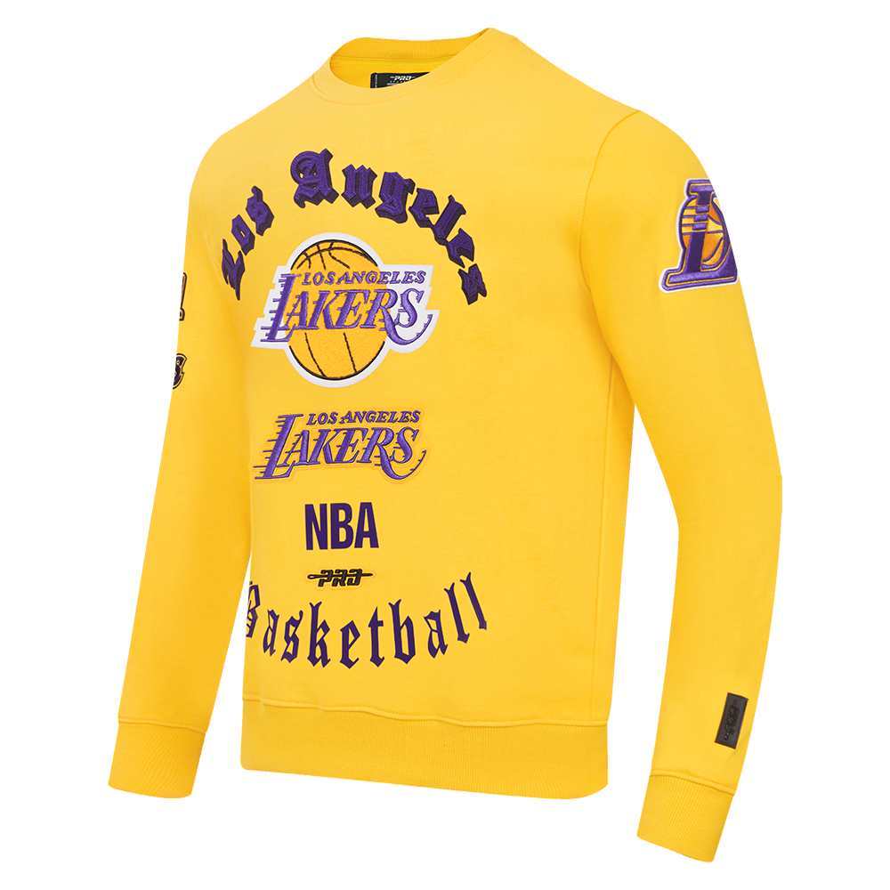 NBA LOS ANGELES LAKERS OLD ENGLISH MEN'S CREWNECK (YELLOW)