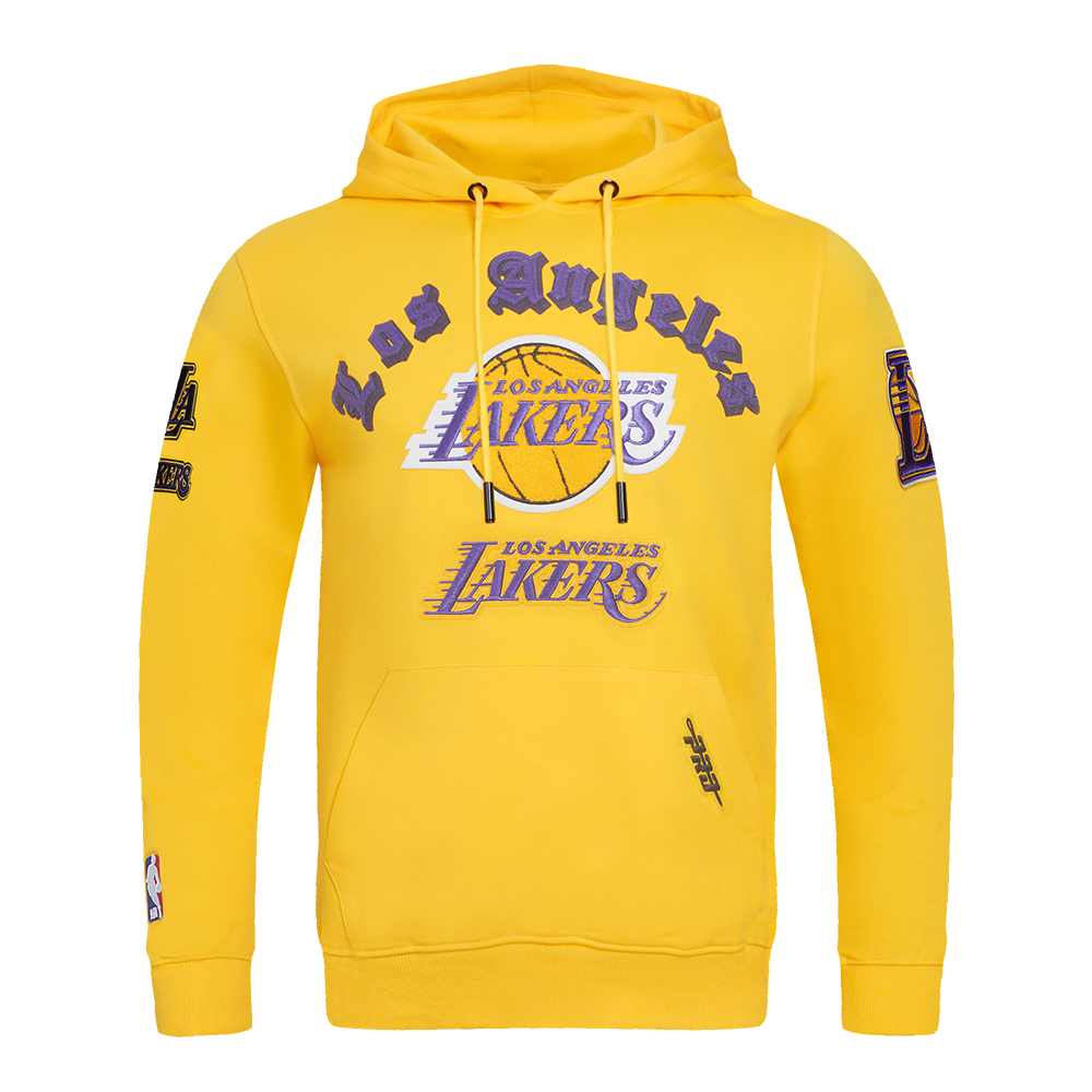 NBA LOS ANGELES LAKERS OLD ENGLISH CHANDAIL À CAPUCHON POUR HOMME (JAUNE)