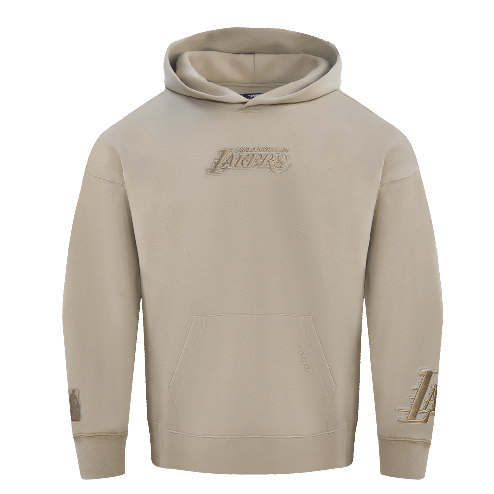 NBA LOS ANGELES LAKERS WINGSPAN MEN'S DROP SHOULDER FLEECE PULLOVER HOODIE (TAUPE)
