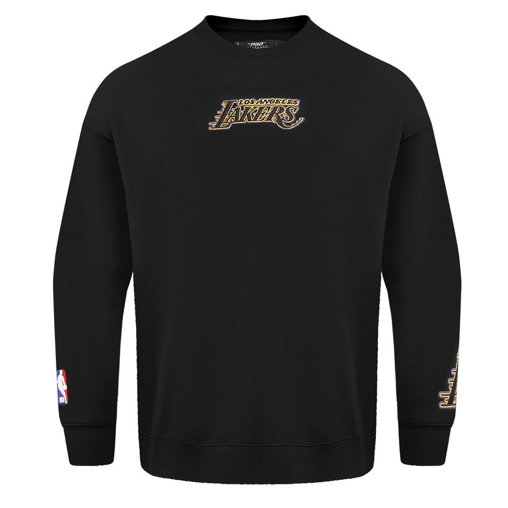 NBA LOS ANGELES LAKERS WINGSPAN MEN'S DROP SHOULDER FLEECE CREWNECK (BLACK)