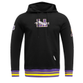 NBA LOS ANGELES LAKERS TEAM PENNANTS MEN'S RIB FLEECE PULLOVER HOODIE (BLACK/PURPLE)
