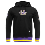 NBA LOS ANGELES LAKERS TEAM PENNANTS MEN'S RIB FLEECE PULLOVER HOODIE (BLACK/PURPLE)