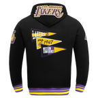 NBA LOS ANGELES LAKERS TEAM PENNANTS MEN'S RIB FLEECE PULLOVER HOODIE (BLACK/PURPLE)