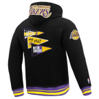 NBA LOS ANGELES LAKERS TEAM PENNANTS MEN'S RIB FLEECE PULLOVER HOODIE (BLACK/PURPLE)