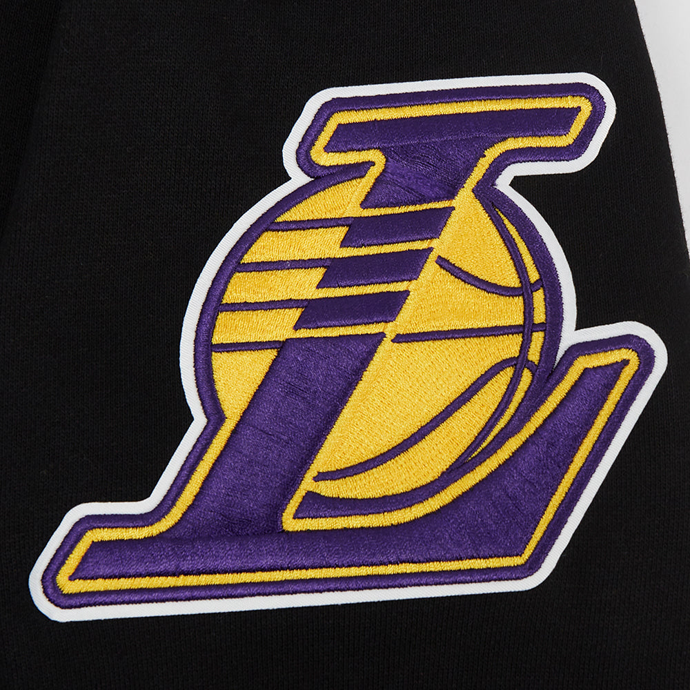 NBA LOS ANGELES LAKERS TEAM PENNANTS MEN'S RIB FLEECE PULLOVER HOODIE (BLACK/PURPLE)