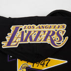 NBA LOS ANGELES LAKERS TEAM PENNANTS MEN'S RIB FLEECE PULLOVER HOODIE (BLACK/PURPLE)