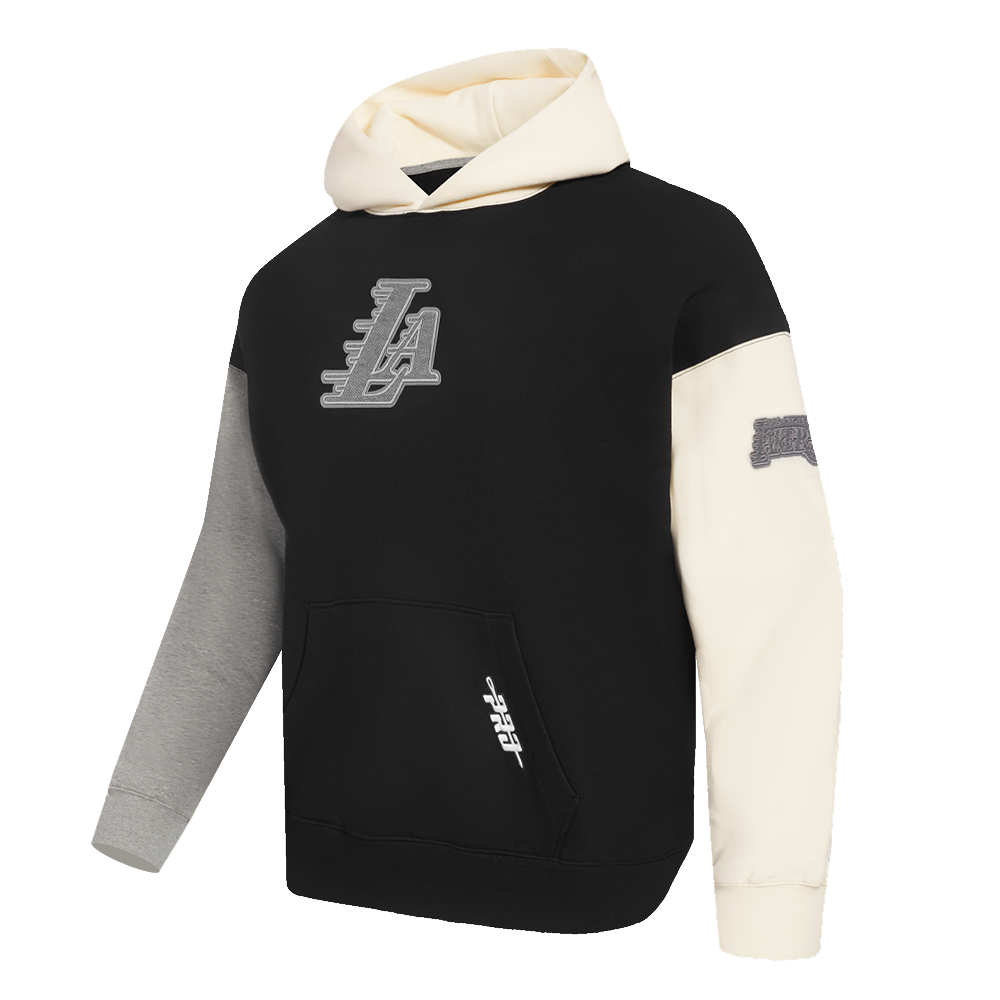 NBA LOS ANGELES LAKERS REVERSE FRENCH TERRY MEN'S COLOR BLOCK FLEECE PULLOVER HOODIE