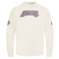 NBA LOS ANGELES LAKERS REVERSE FRENCH TERRY CHANDAIL À COL ROND EN MOLLETON À ÉPAULES TOMBANTES POUR HOMME (COQUILLE D'ŒUF)