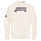 NBA LOS ANGELES LAKERS REVERSE FRENCH TERRY CHANDAIL À COL ROND EN MOLLETON À ÉPAULES TOMBANTES POUR HOMME (COQUILLE D'ŒUF)