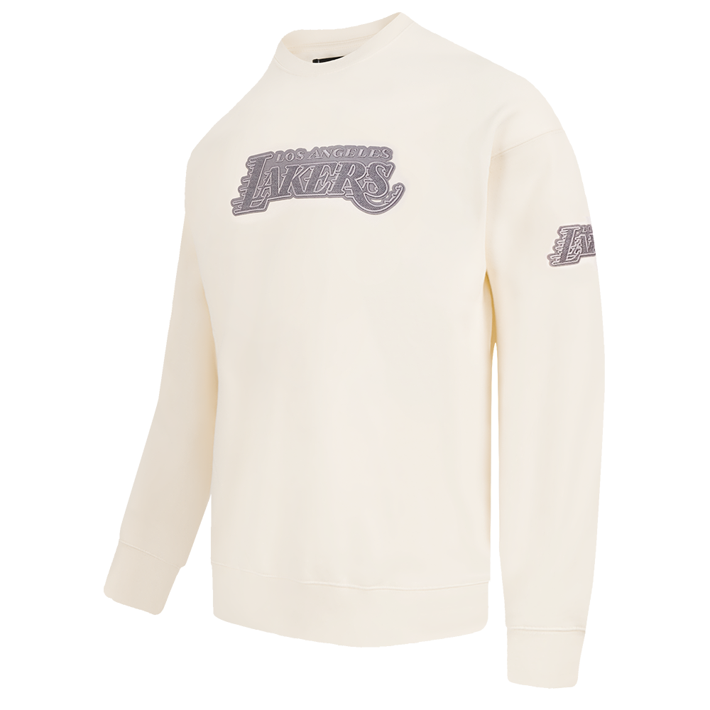 NBA LOS ANGELES LAKERS REVERSE FRENCH TERRY CHANDAIL À COL ROND EN MOLLETON À ÉPAULES TOMBANTES POUR HOMME (COQUILLE D'ŒUF)