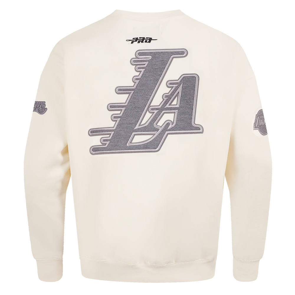 NBA LOS ANGELES LAKERS REVERSE FRENCH TERRY CHANDAIL À COL ROND EN MOLLETON À ÉPAULES TOMBANTES POUR HOMME (COQUILLE D'ŒUF)
