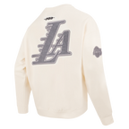 NBA LOS ANGELES LAKERS REVERSE FRENCH TERRY CHANDAIL À COL ROND EN MOLLETON À ÉPAULES TOMBANTES POUR HOMME (COQUILLE D'ŒUF)
