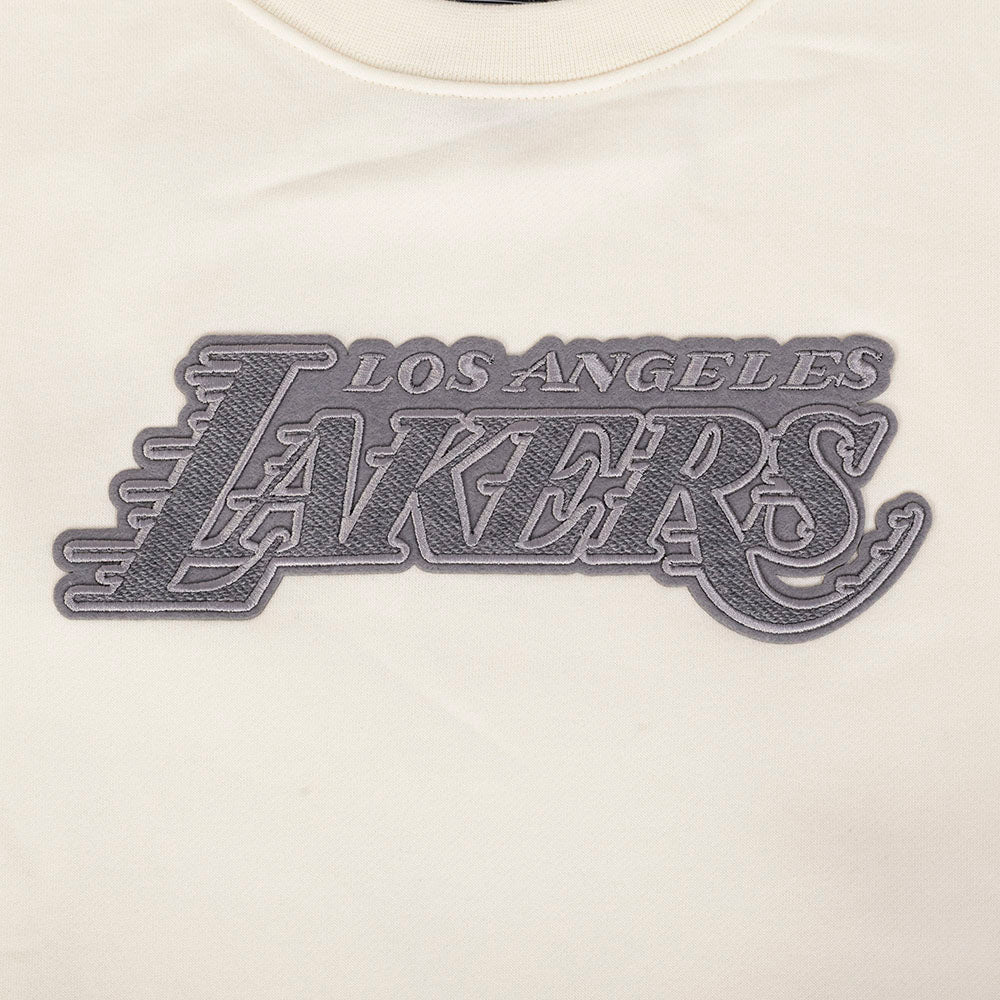 NBA LOS ANGELES LAKERS REVERSE FRENCH TERRY CHANDAIL À COL ROND EN MOLLETON À ÉPAULES TOMBANTES POUR HOMME (COQUILLE D'ŒUF)