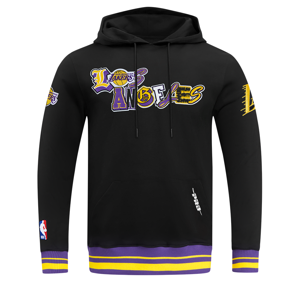 NBA LOS ANGELES LAKERS CITY RANSOM CHANDAIL À CAPUCHON EN MOLLETON CÔTELÉ POUR HOMME (NOIR/VIOLET)
