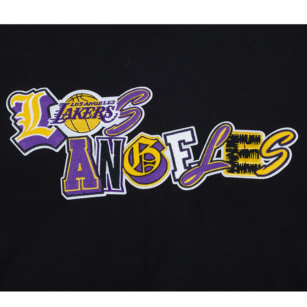 NBA LOS ANGELES LAKERS CITY RANSOM CHANDAIL À CAPUCHON EN MOLLETON CÔTELÉ POUR HOMME (NOIR/VIOLET)