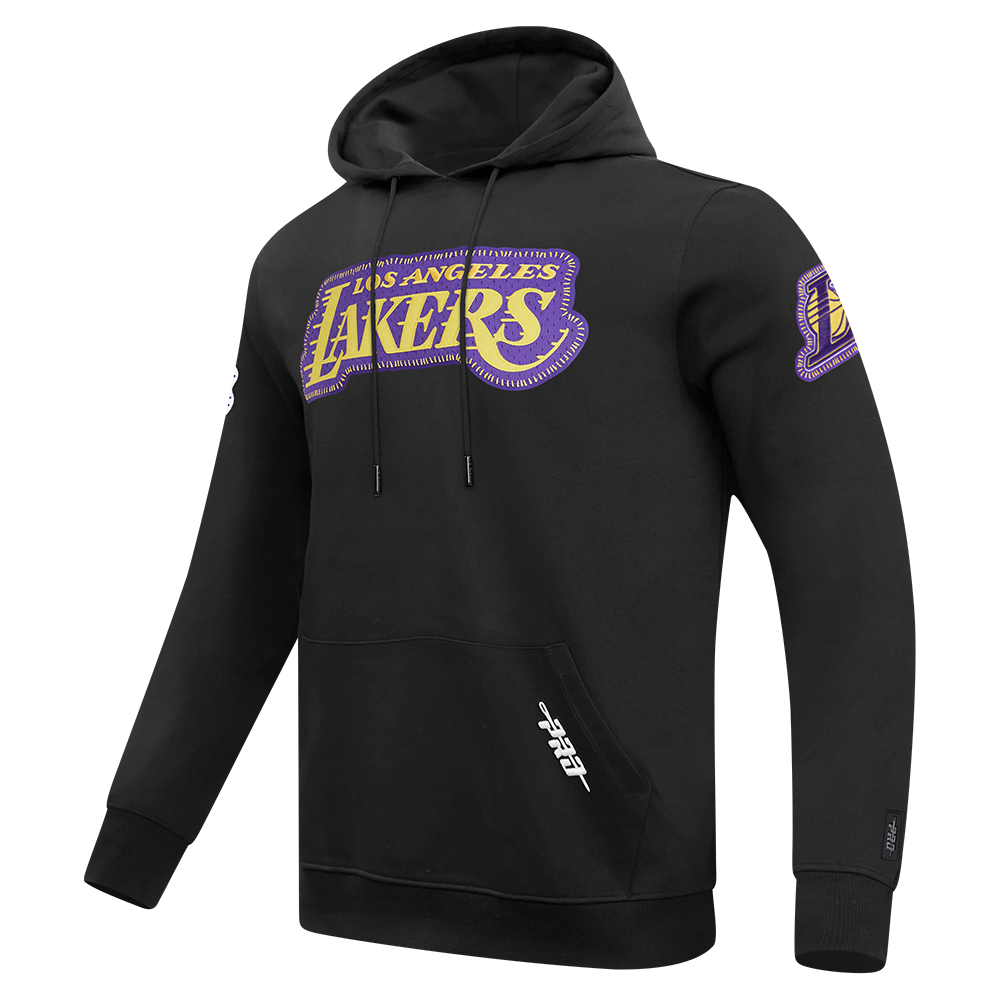 NBA LOS ANGELES LAKERS DIY PICK STITCH MEN'S DOUBLE KNIT PULLOVER HOODIE (BLACK)