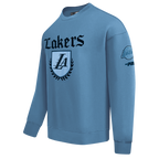 NBA LOS ANGELES LAKERS COUNTRY CLUB CHANDAIL À COL ROND EN MOLLETON À ÉPAULES TOMBANTES POUR HOMME (BLEU ACIER)