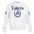 NBA LOS ANGELES LAKERS COUNTRY CLUB MEN'S DROP SHOULDER FLEECE CREWNECK (WHITE)