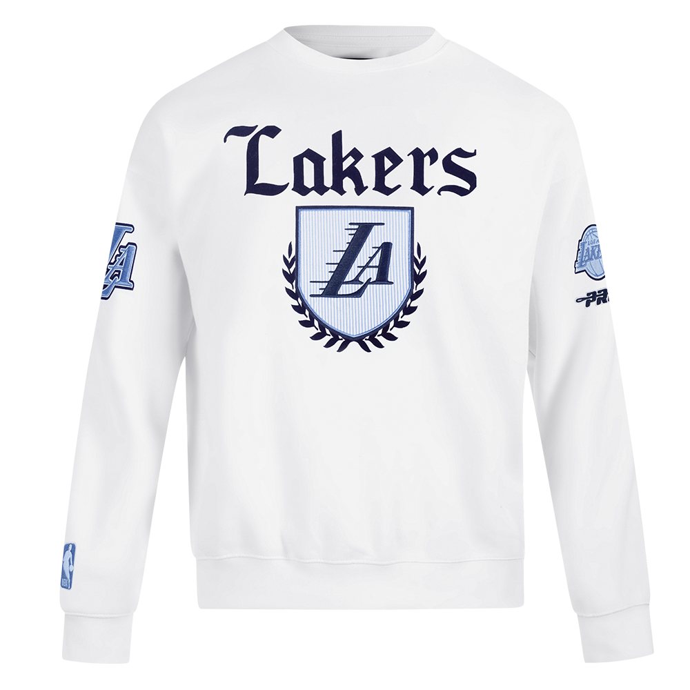 NBA LOS ANGELES LAKERS COUNTRY CLUB MEN'S DROP SHOULDER FLEECE CREWNECK (WHITE)