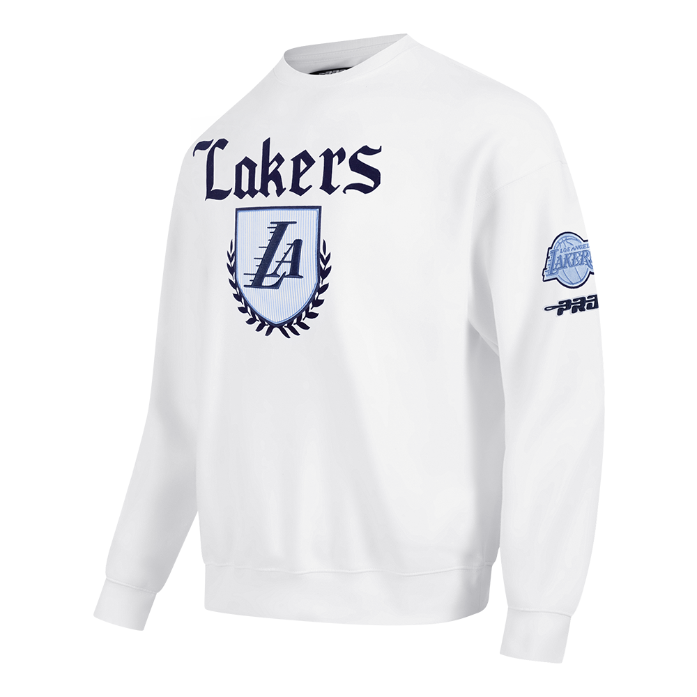 NBA LOS ANGELES LAKERS COUNTRY CLUB MEN'S DROP SHOULDER FLEECE CREWNECK (WHITE)