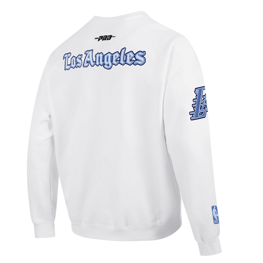 NBA LOS ANGELES LAKERS COUNTRY CLUB MEN'S DROP SHOULDER FLEECE CREWNECK (WHITE)