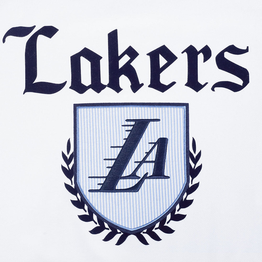 NBA LOS ANGELES LAKERS COUNTRY CLUB MEN'S DROP SHOULDER FLEECE CREWNECK (WHITE)
