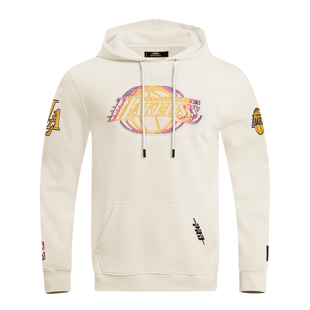 NBA LOS ANGELES LAKERS ECHO LOGO MEN'S FLEECE PULLOVER HOODIE (EGGSHELL)