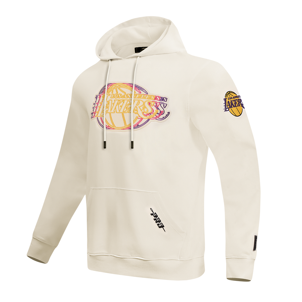 NBA LOS ANGELES LAKERS ECHO LOGO MEN'S FLEECE PULLOVER HOODIE (EGGSHELL)