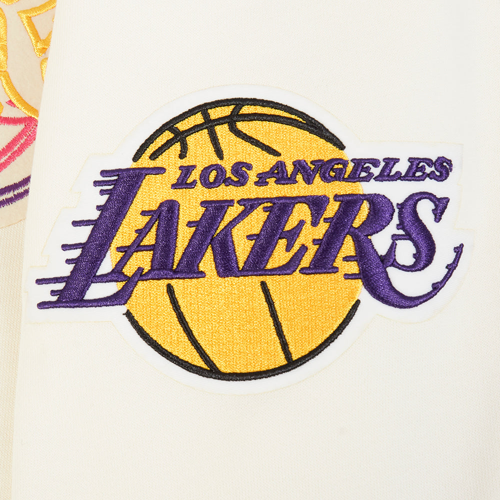 NBA LOS ANGELES LAKERS ECHO LOGO MEN'S FLEECE PULLOVER HOODIE (EGGSHELL)