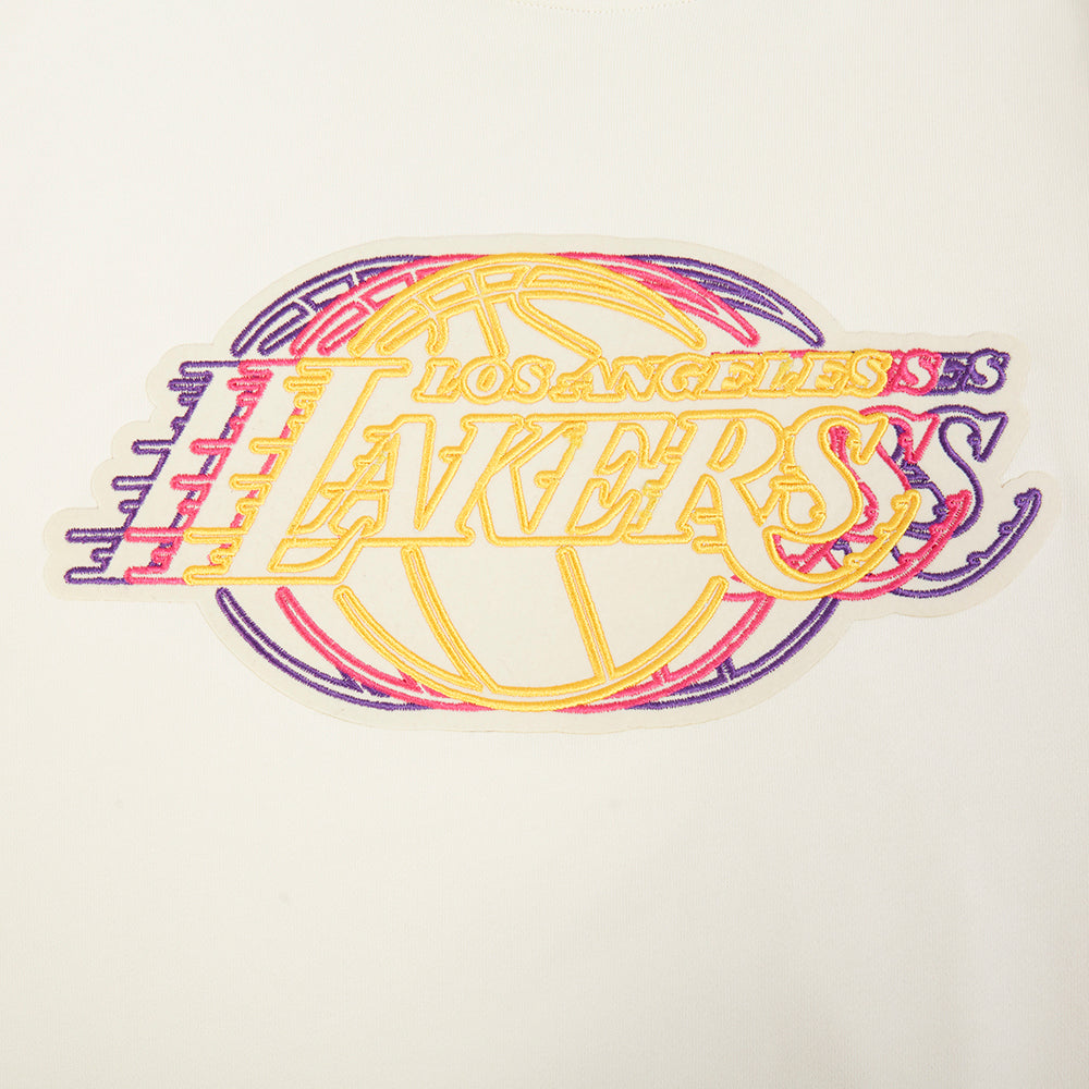 NBA LOS ANGELES LAKERS ECHO LOGO MEN'S FLEECE PULLOVER HOODIE (EGGSHELL)