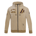 NBA LOS ANGELES LAKERS CLASSIC WIND SUIT CHANDAIL À CAPUCHON TISSÉ À GLISSIÈRE POUR HOMME (KAKI)