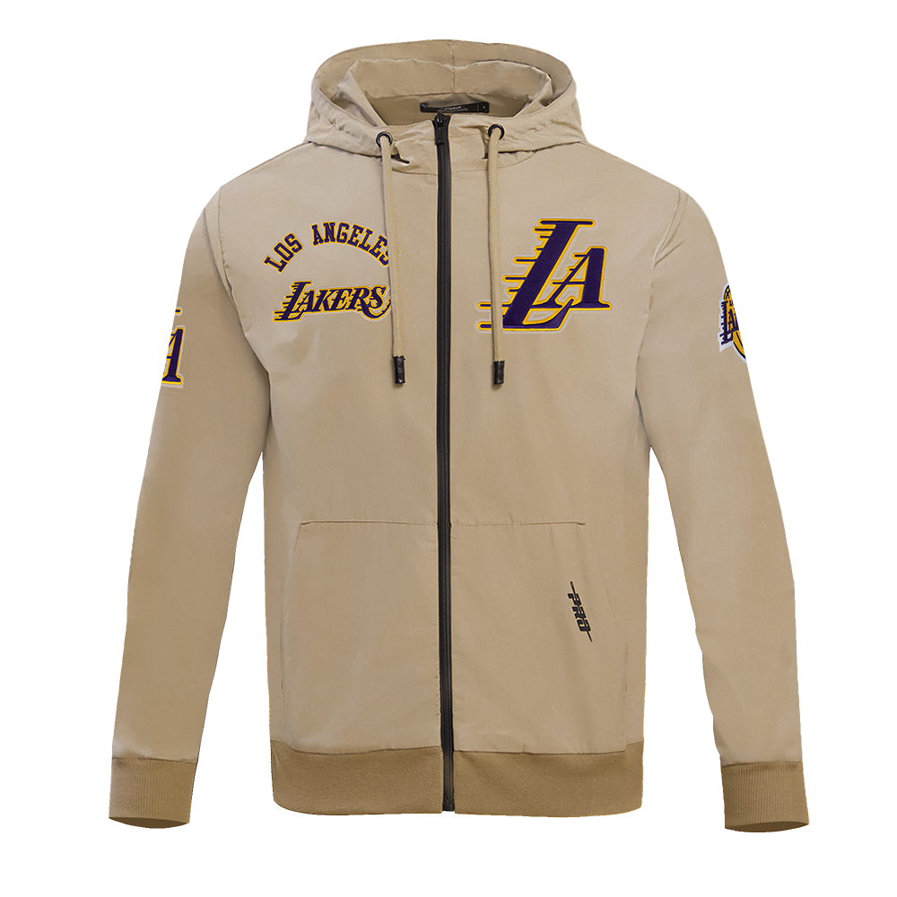 NBA LOS ANGELES LAKERS CLASSIC WIND SUIT CHANDAIL À CAPUCHON TISSÉ À GLISSIÈRE POUR HOMME (KAKI)