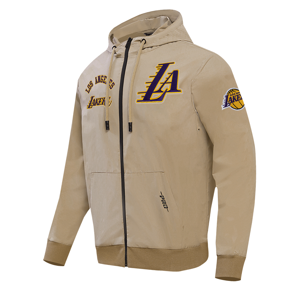 NBA LOS ANGELES LAKERS CLASSIC WIND SUIT CHANDAIL À CAPUCHON TISSÉ À GLISSIÈRE POUR HOMME (KAKI)