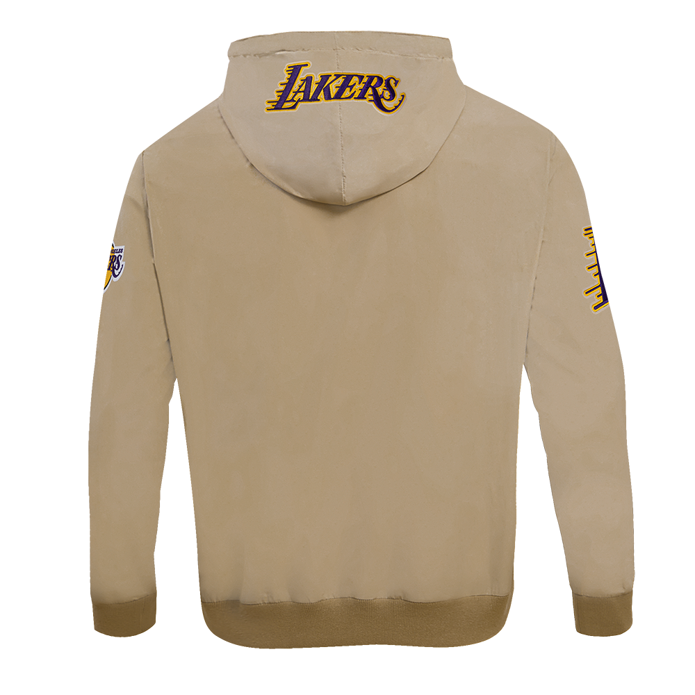 NBA LOS ANGELES LAKERS CLASSIC WIND SUIT CHANDAIL À CAPUCHON TISSÉ À GLISSIÈRE POUR HOMME (KAKI)
