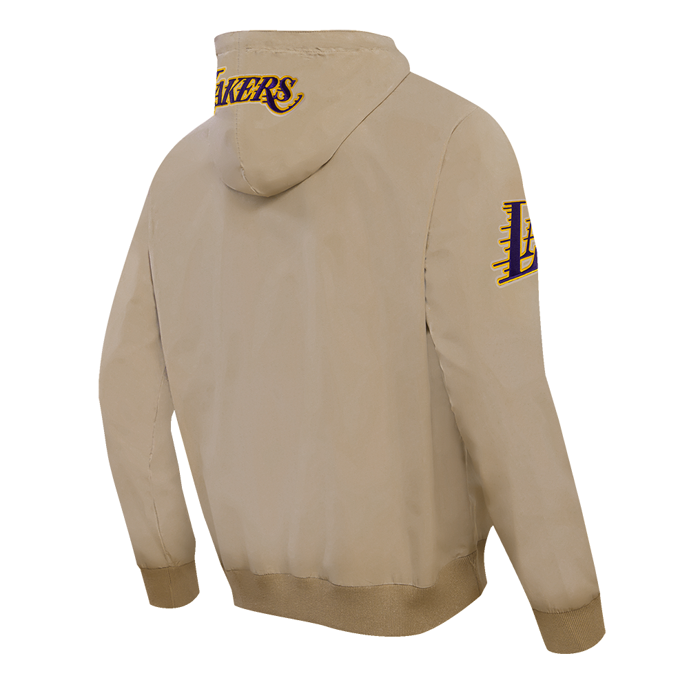 NBA LOS ANGELES LAKERS CLASSIC WIND SUIT CHANDAIL À CAPUCHON TISSÉ À GLISSIÈRE POUR HOMME (KAKI)