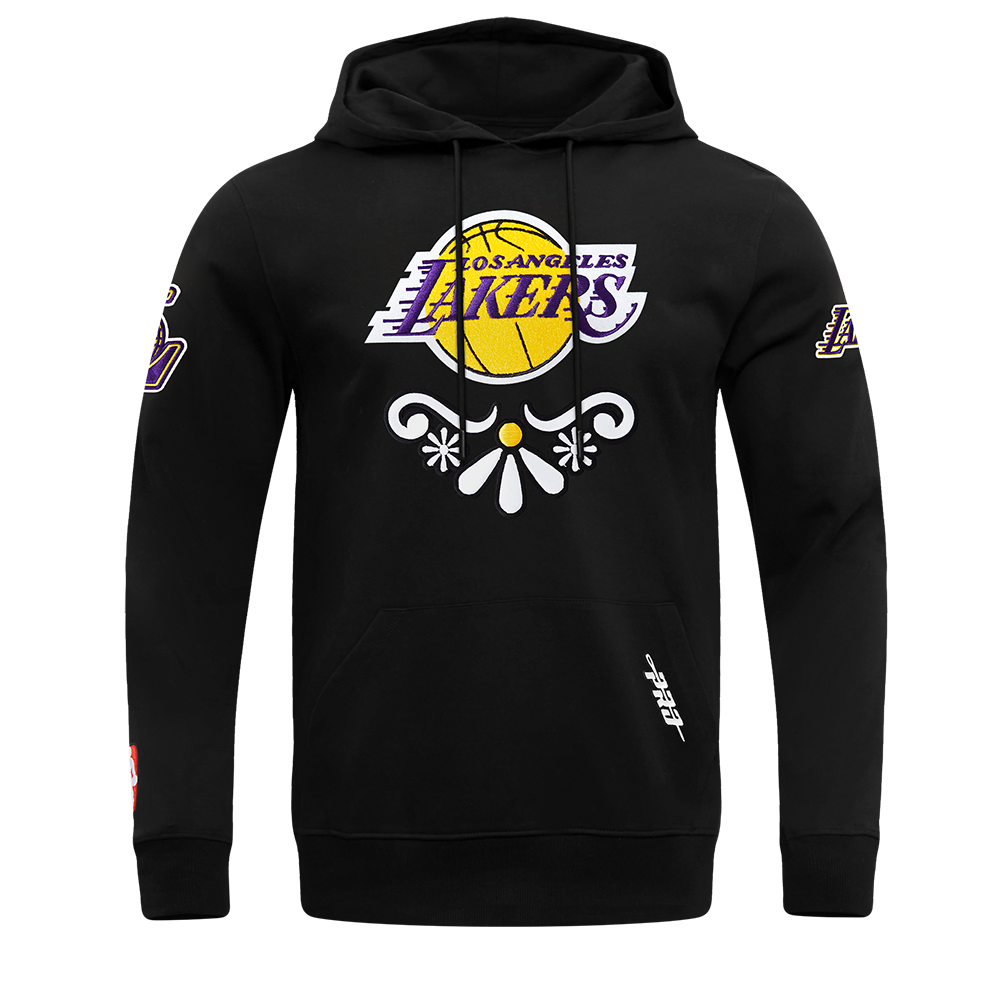 NBA LOS ANGELES LAKERS SUGAR SKULL MEN'S FLEECE PULLOVER HOODIE (BLACK)