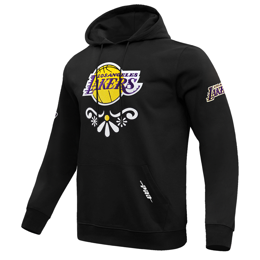 NBA LOS ANGELES LAKERS SUGAR SKULL MEN'S FLEECE PULLOVER HOODIE (BLACK)