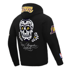 NBA LOS ANGELES LAKERS SUGAR SKULL MEN'S FLEECE PULLOVER HOODIE (BLACK)