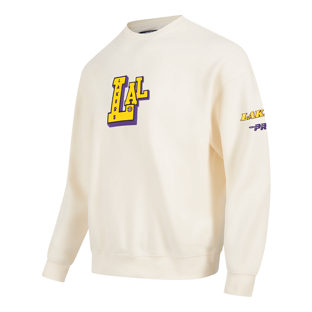NBA LOS ANGELES LAKERS BEST OF MEN'S DROP SHOULDER FLC CREWNECK (EGGSHELL)