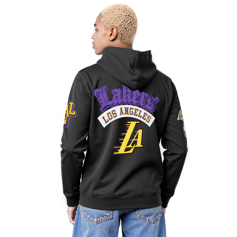 NBA LOS ANGELES LAKERS BEST OF MEN'S DROP SHOULDER FLC PO HOODIE (BLACK)