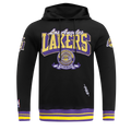 NBA LOS ANGELES LAKERS TEAM BADGE MEN'S RIB FLC PO HOODIE (BLACK/PURPLE)