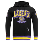 NBA LOS ANGELES LAKERS TEAM BADGE MEN'S RIB FLC PO HOODIE (BLACK/PURPLE)